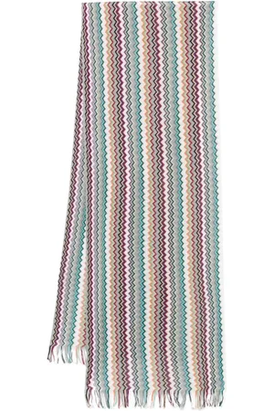 Missoni Akcesoria, Mężczyzna, Wielobarwność, ONE SIZE, Biały Szal z Frędzlami w Kształcie Prostokąta