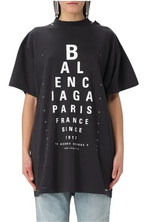 Balenciaga Koszulki, Kobieta, Czarny, S, Len, Wielokolorowy T-shirt z grafiką Eye Chart
