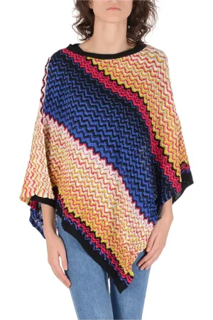 Missoni Kurtki, Kobieta, Wielobarwność, ONE SIZE, Wielokolorowy Sweter w Zigzagowe wzory Ponczo