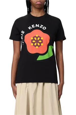 Kenzo Koszulki, Kobieta, Czarny, S, Minimalistyczny Kwiatowy T-shirt