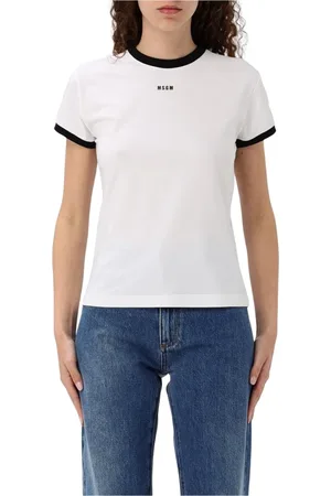 Msgm Koszulki, Kobieta, Biały, S, Klasyczna Biała Koszulka Polo