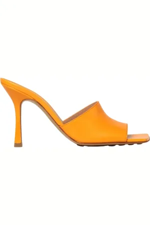 Bottega Veneta Buty, Kobieta, Pomarańczowy, 39 EU, Wysokie obcasy skórzane mules kwadratowy palec