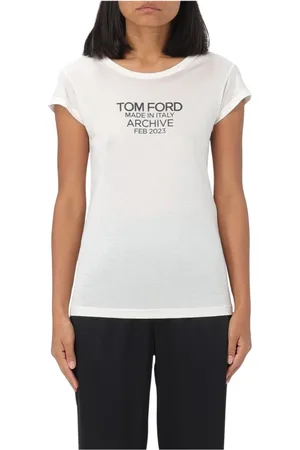 Tom Ford Koszulki, Kobieta, Biały, M, Jedwabny Czarny T-shirt Elegancki Styl