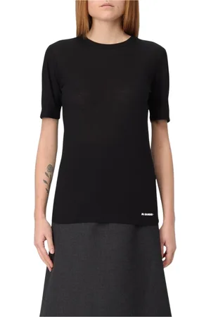 Jil Sander Koszulki, Kobieta, Czarny, M, Bawełna, Elegant Slim Fit T-Shirt