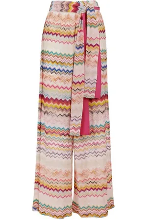 Missoni Spodnie, Kobieta, Wielobarwność, 2XS, Rayon, Spodnie Plażowe Zig Zag