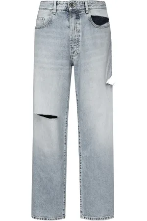 Icon Denim Jeansy, Mężczyzna, Niebieski, W31, Denim, Niebieskie Jeansyy z Wycięciami