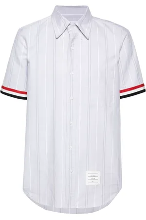 Thom Browne Koszule, Mężczyzna, Szary, S, Koszula Pionowe Paski Bawełniana