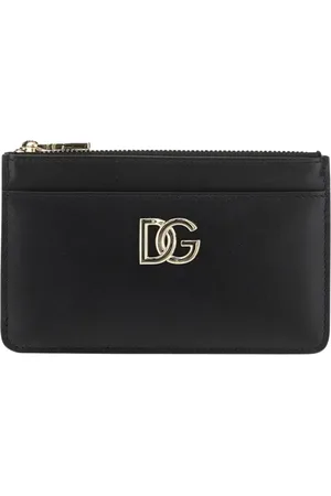 Dolce & Gabbana Akcesoria, Kobieta, Czarny, ONE SIZE, Czarny Portfel na Karty z Skóry