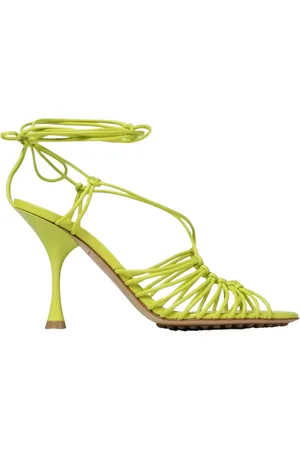 Bottega Veneta Buty, Kobieta, Zielony, 38 EU, Limonkowe Skórzane Sandały z Wiązaniem