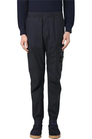 Stone Island Spodnie, Mężczyzna, Niebieski, W30, Nylon, Niebieskie Spodnie Cargo Luźny Krój