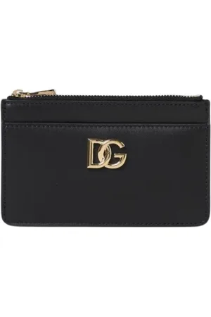 Dolce & Gabbana Akcesoria, Kobieta, Czarny, ONE SIZE, Czarny Portfel na Karty ze Skóry