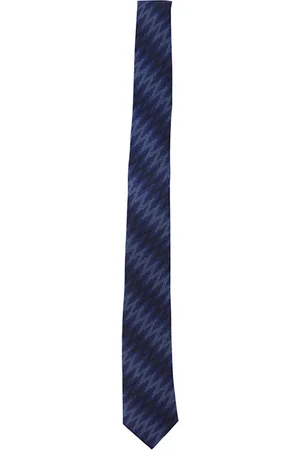 Missoni Akcesoria, Mężczyzna, Niebieski, ONE SIZE, Jedwabny Krawat w Pasy Zig Zag
