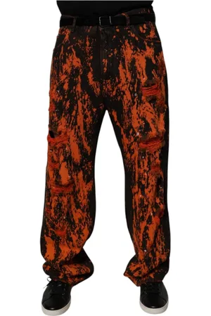 Dolce & Gabbana Spodnie, Mężczyzna, Wielobarwność, M, Denim, Tie Dye Straight Denim Jeansy Logo
