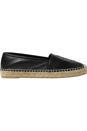 Saint Laurent Buty, Kobieta, Czarny, 38 EU, Czarne Logo Espadrille Casual Flats