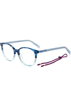M Missoni Akcesoria, Kobieta, Niebieski, ONE SIZE, Niebieskie Okulary z Rogami z Acetatowymi Szczegółami