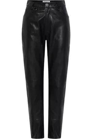 ONE TEASPOON Spodnie, Kobieta, Czarny, L, Czarne skórzane spodnie mom fit