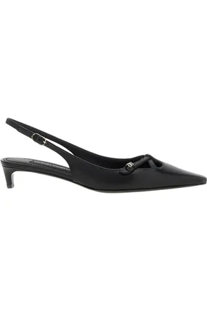 Dolce & Gabbana Buty, Kobieta, Czarny, 37 1/2 EU, Czarne skórzane Kitten Heel Obcasy