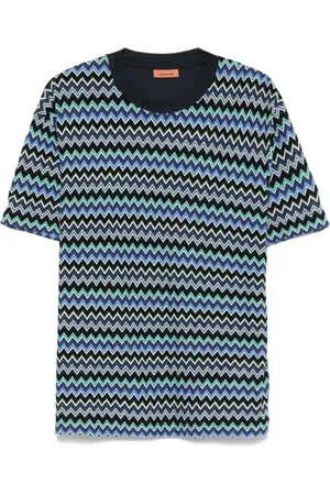 Missoni Koszulki, Mężczyzna, Wielobarwność, XL, Niebieski T-shirt z motywem zygzaka