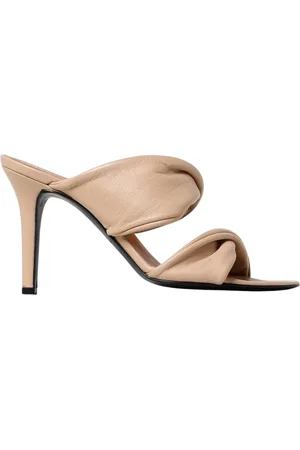 Via Roma Buty, Kobieta, Beżowy, 37 EU, Białe skórzane mules na obcasie