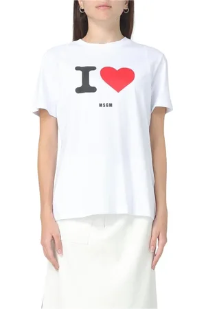 Msgm Koszulki, Kobieta, Biały, XS, Elegancka graficzna koszulka dla kobiet