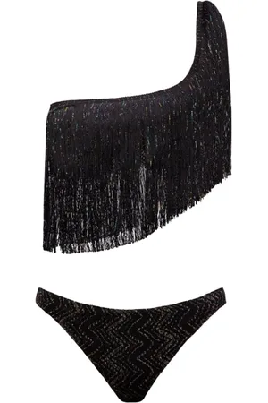 Missoni Stroje kąpielowe, Kobieta, Czarny, S, Bikini z Frędzlami w Zigzag