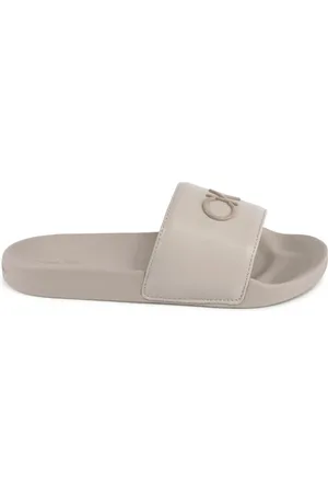 Calvin Klein Buty, Kobieta, Beżowy, 39 EU, Beżowe sandały na koturnie z poliestru