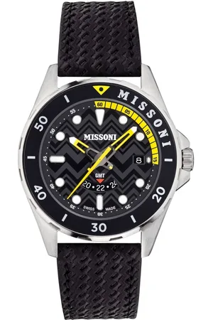 Missoni Akcesoria, Mężczyzna, Czarny, ONE SIZE, Len, GMT Sportowa Elegancja Zegarek Analogowy