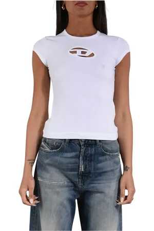 Diesel Koszulki, Kobieta, Biały, XS, Bawełna, Organiczna Bawełna Stretch T-Angie T-Shirt