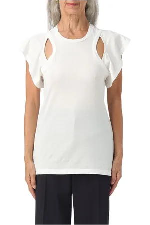 Isabel Marant Koszulki, Kobieta, Beżowy, S, Biały Bawełniany Ruffle Top