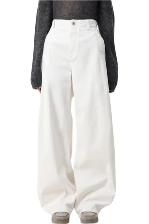Brunello Cucinelli Jeansy, Kobieta, Biały, S, Żółte Kremowe Jeansyy Wide Leg