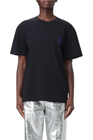 J.W.Anderson Koszulki, Kobieta, Czarny, M, Haftowany Bawełniany T-shirt
