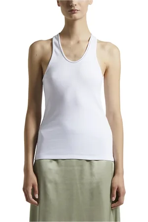 PESERICO SIGN Koszulki, Kobieta, Biały, XL, Micro rib jersey stretch top