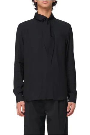 Emporio Armani Koszule, Mężczyzna, Czarny, L, Czarna Koszula Tkana Nowoczesny Styl