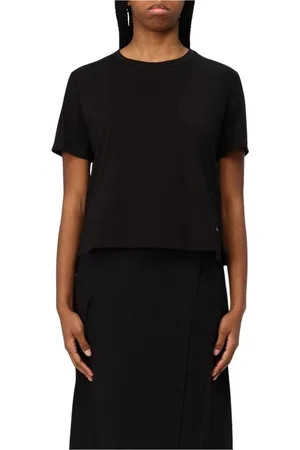 Kaos Koszulki, Kobieta, Czarny, XL, Biała Crop Top Nowoczesna Sylwetka