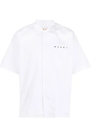 Marni Koszule, Mężczyzna, Biały, S, Koszula z nadrukiem logo poplin