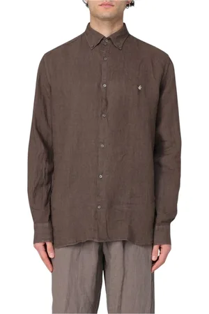 BROOKSFIELD Koszule, Mężczyzna, brązowy, 4XL, Biała lniana koszula casualowa