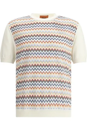 Missoni Koszulki, Mężczyzna, Wielobarwność, XS, Zig Zag Wzór Sweter z Okrągłym Kołnierzem