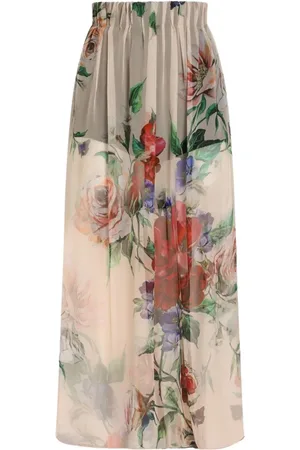 Dolce & Gabbana Spódnice, Kobieta, Wielobarwność, XS, Spódnice z Kwiatowym Nadrukiem