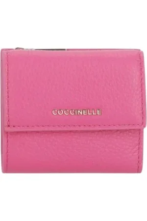 Coccinelle Akcesoria, Kobieta, Różowy, ONE SIZE, Czarna Skórzana Portmonetka Trifold