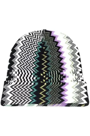 Missoni Akcesoria, unisex, Wielobarwność, ONE SIZE, Wełna, Kolorowy Geometryczny Fantazyjny Wełniany Kapelusz