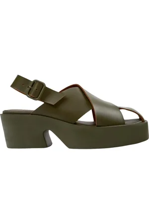 Camper Buty, Kobieta, Zielony, 38 EU, Zielone Platformy Sandałki na Obcasie