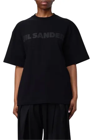 Jil Sander Koszulki, Kobieta, Czarny, XL, Czarna Koszulka z Logo Damska
