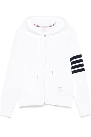 Thom Browne Bluzy, Mężczyzna, Biały, M, Biała bluza z kapturem i naszywką