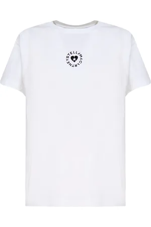 Stella McCartney Koszulki, Kobieta, Biały, 2XS, Bawełna, Koszulka z logo Lovestruck