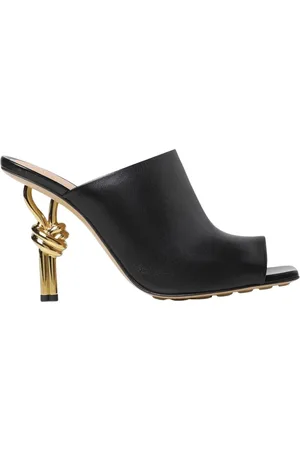 Bottega Veneta Buty, Kobieta, Czarny, 36 EU, Czarne Skórzane Kokardki na Obcasie Mules