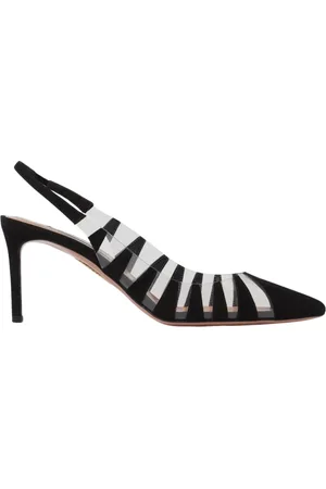 Aquazzura Buty, Kobieta, Czarny, 36 EU, Zamsz, Czarne Slingback Obcasy Elegancki Styl