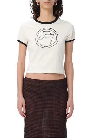 AMBUSH Koszulki, Kobieta, Beżowy, L, Żakardowy Kremowy T-shirt