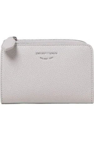Emporio Armani Akcesoria, Kobieta, Biały, ONE SIZE, Niebieska Skórzana Portmonetka Zip Around