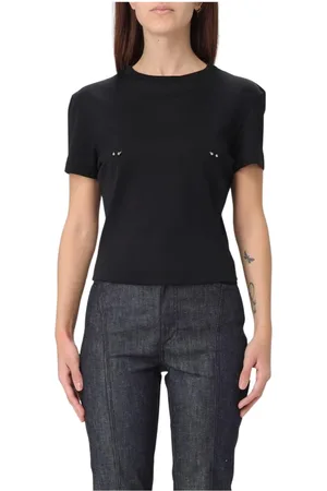 MUGLER Koszulki, Kobieta, Czarny, M, T-shirt z krótkim rękawem z detalami piercingu