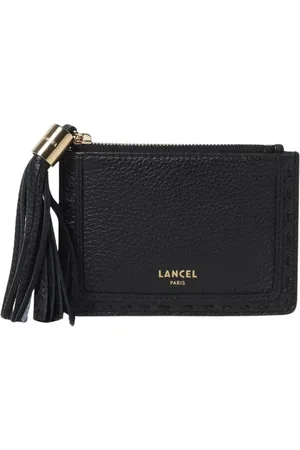LANCEL Akcesoria, Kobieta, Czarny, ONE SIZE, Czarna skórzana portmonetka z frędzlem